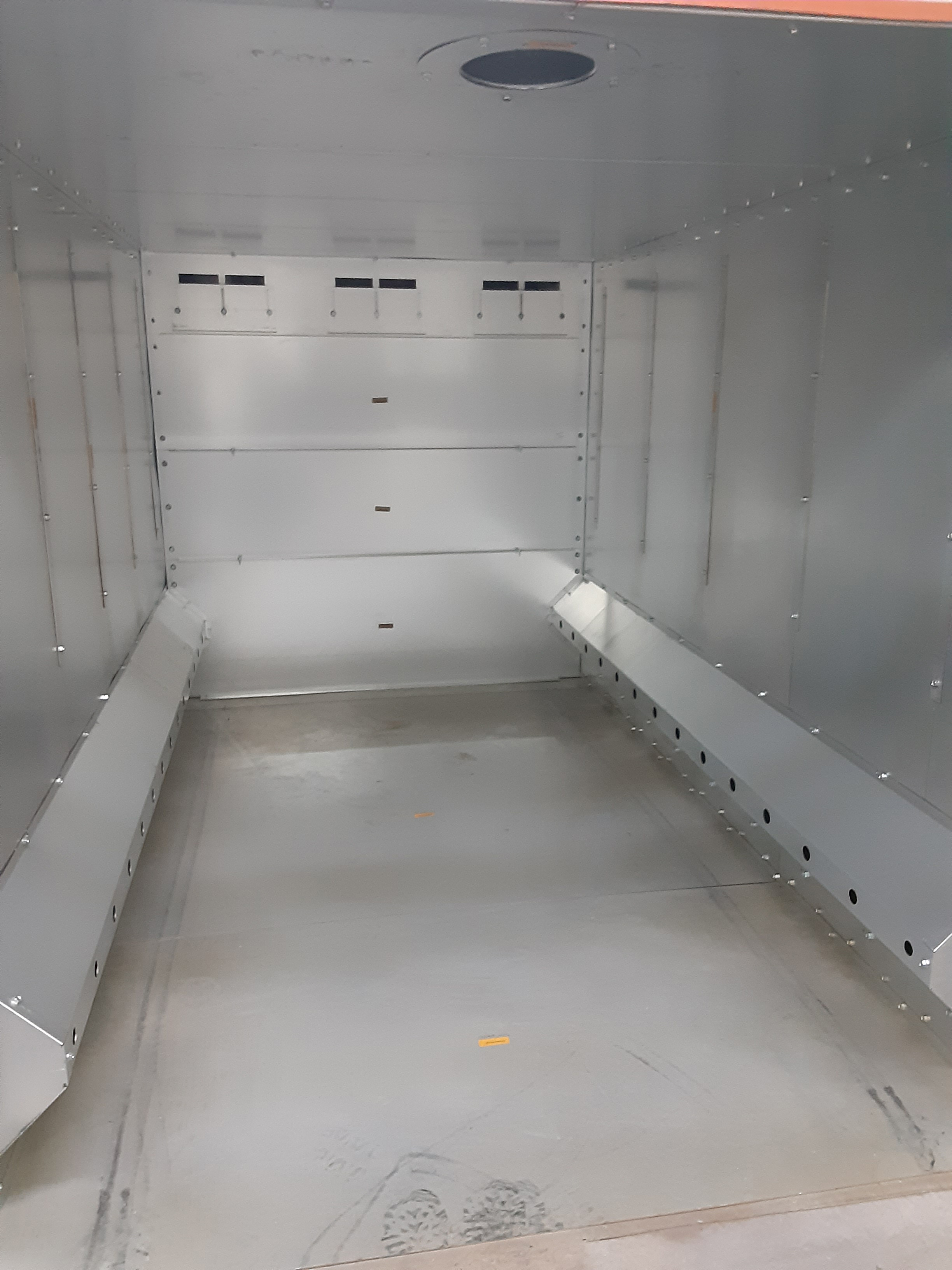 The inside of Wild Mtn Innovations powder coat paint oven